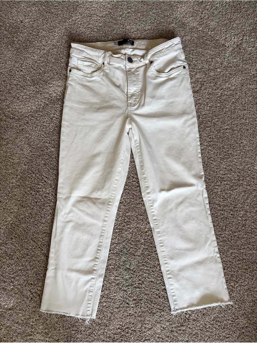 Kut from the Kloth White Cropped Straight-Leg Jeans